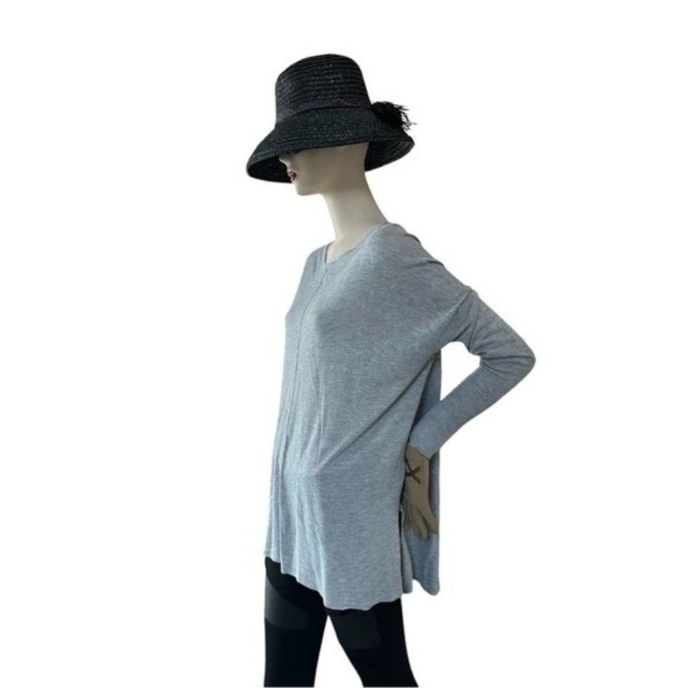 H&M Women's Light Grey Pullover Sweater Size M Crew Neck Drop Shoulder Casual VG - Picture 6 of 10
